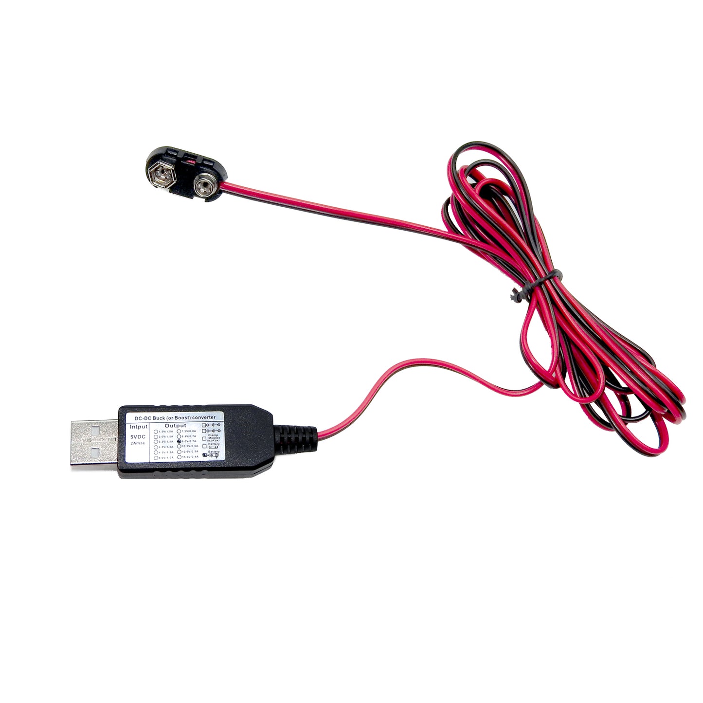 9V Battery Connector Eliminator Replace 6F22 USB Power Converter 200CM 78INCH Cable DC Buck Boost Multi for Multimeter,LED Light,Electronic Toys, Kids Keyboard Piano